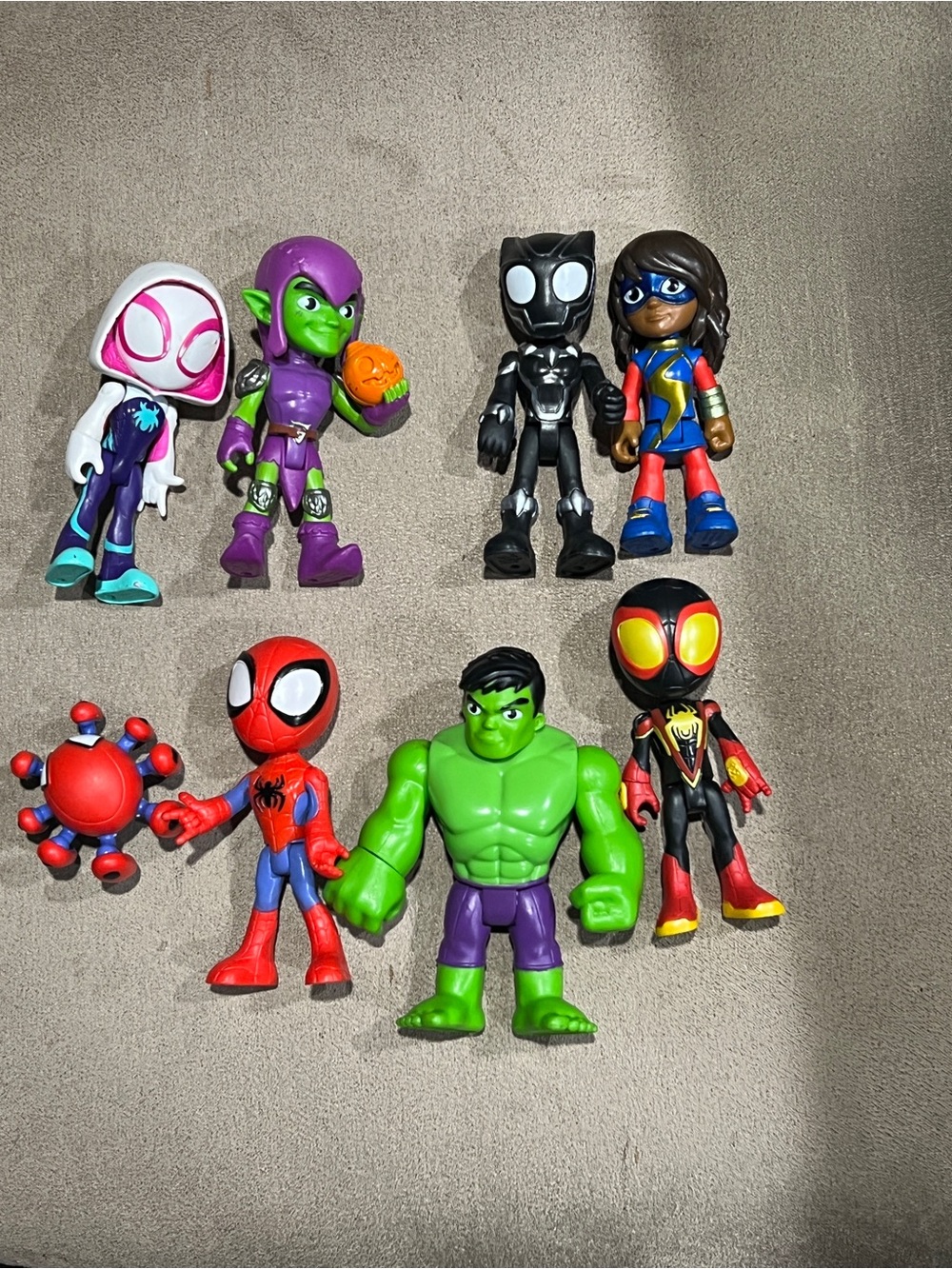 Marvel Spidey & friends Spider-Man Goblin Miles Gwen Ironman Hulk Figures Lot 8